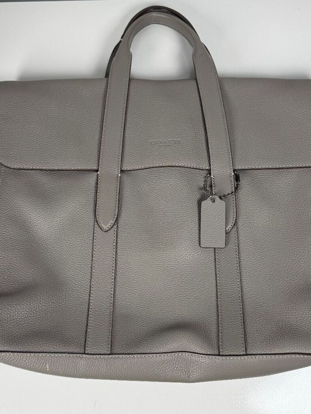 Coach Metropolitan Portfolio Briefcase 58097 Grey Textured Leather Laptop